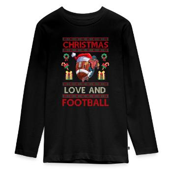 College Football Spieler Team Weihnachten Liebe - Teenager Premium Bio Langarmshirt - Schwarz - Vorne - AI Model Kid Female (0cm)