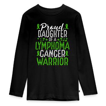 Lymphoma Cancer Awareness Movement Daughter Ribbon - Teenager Premium Bio Langarmshirt - Schwarz - Vorne - AI Model Kid Female (0cm)