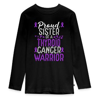 Thyroid Cancer Awareness Movement Sister Ribbon - Teenager Premium Bio Langarmshirt - Schwarz - Vorne - AI Model Kid Female (0cm)