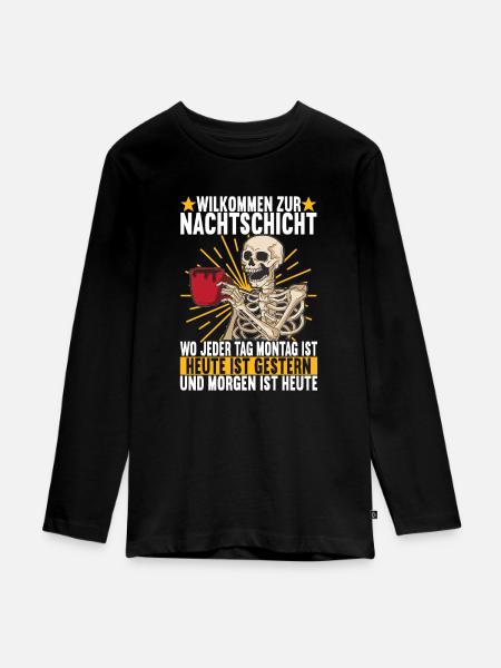 Nachtschicht Nachtdienst - Teenager Premium Bio Langarmshirt - Schwarz