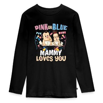 Pink or Blue Mammy Loves You Best Mom Ever - Teenager Premium Bio Langarmshirt - Schwarz - Vorne - AI Model Kid Female (0cm)