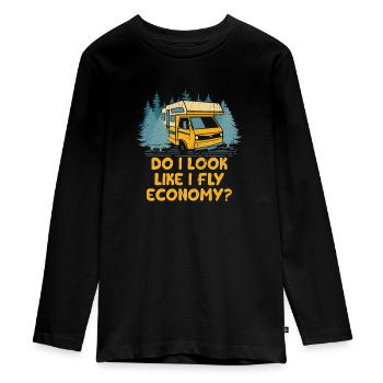 I Fly Economy Road Trip Drôle d’aventure Humour - T-shirt manches longues Premium Ado - noir - Devant - AI Model Kid Female (0cm)