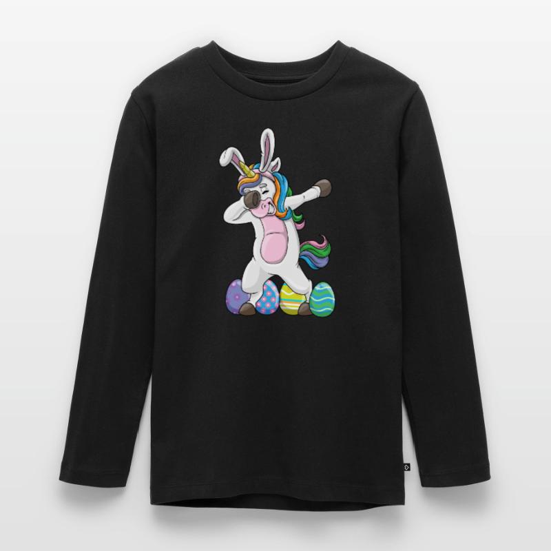 Dabbing Unicorn Easter Rabbit Dab Dance Easter Egg Teenager Premium Organic Long Sleeve Shirt