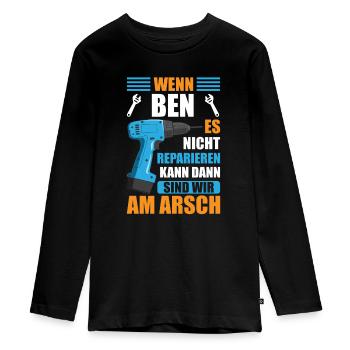 Ben Vorname Name Geburtstag Reparieren - Teenager Premium Bio Langarmshirt - Schwarz - Vorne - AI Model Kid Female (0cm)
