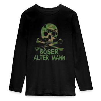 Böser Alter Mann Totenkopf Camouflage Tarn Farbe - Teenager Premium Bio Langarmshirt - Schwarz - Vorne - AI Model Kid Female (0cm)
