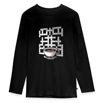Kreuzworträtsel Lösen - Teenager Premium Bio Langarmshirt - Schwarz - Vorne - AI Model Kid Female (0cm)