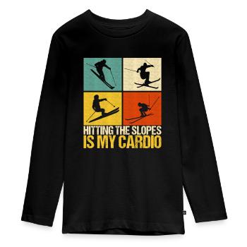 Skiers - Teenager Premium Organic Long Sleeve Shirt - black - Front - AI Model Kid Female (0cm)