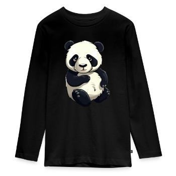 Cuddly Panda Bear - Teenager Premium Organic Long Sleeve Shirt - black - Front - AI Model Kid Female (0cm)