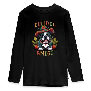 Bouledogue Amigo Sombrero Bouledogue mexicain - T-shirt manches longues Premium Ado - noir - Devant - AI Model Kid Female (0cm)