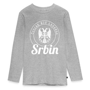 Covjek avec Legenda - Srbin Srbija Serbie - T-shirt manches longues Premium Ado - gris chiné - Devant