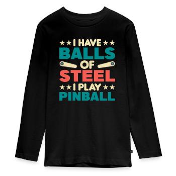 Flipper Retro Pinball Flipperautomat Bumper - Teenager Premium Bio Langarmshirt - Schwarz - Vorne - AI Model Kid Female (0cm)