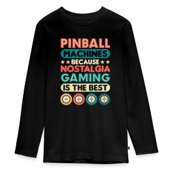 Flipper Retro Pinball Flipperautomat Bumper - Teenager Premium Bio Langarmshirt - Schwarz - Vorne - AI Model Kid Female (0cm)