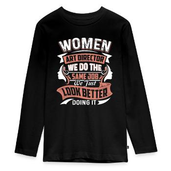 Art Director Women Art Director - Teenager Premium Organic Long Sleeve Shirt - black - Front - AI Model Kid Female (0cm)