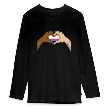 Non Binary Pride Genderqueer - Teenager Premium Bio Langarmshirt - Schwarz - Vorne - AI Model Kid Female (0cm)