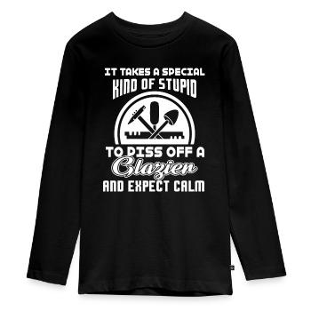 Glazier Piss Off A Glazier - Teenager Premium Organic Long Sleeve Shirt - black - Front - AI Model Kid Female (0cm)