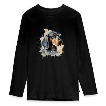 Black and Tan Coonhound - Teenager Premium Organic Long Sleeve Shirt - black - Front - AI Model Kid Female (0cm)