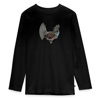 Capercaillie I Chicken bird capercaillie motif for hunter - Teenager Premium Organic Long Sleeve Shirt - black - Front - AI Model Kid Female (0cm)