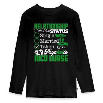 Nicu Nurse Relationship Status - Teenager Premium Organic Long Sleeve Shirt - black - Front - AI Model Kid Female (0cm)