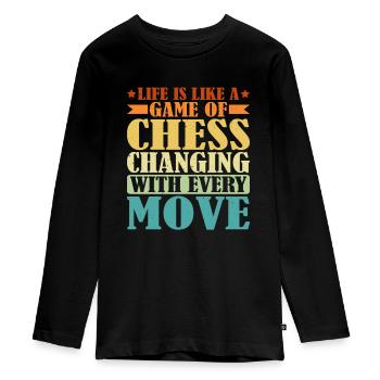 La vie est comme une partie d’échecs 2 - T-shirt manches longues Premium Ado - noir - Devant - AI Model Kid Female (0cm)