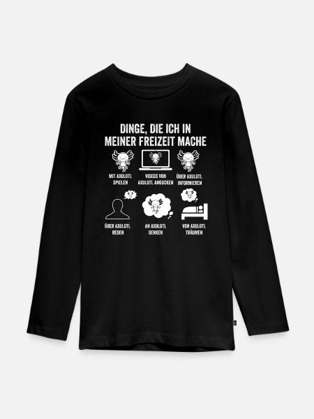 Axolotl - Teenager Premium Bio Langarmshirt - Schwarz