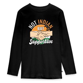 Not Indian But Supportive Country Traveler India - Teenager Premium Bio Langarmshirt - Schwarz - Vorne - AI Model Kid Female (0cm)