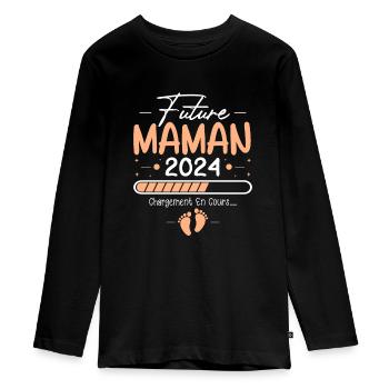 Zukünftige Mutter 2024 Geschenk Neugeborene Mutter - Teenager Premium Bio Langarmshirt - Schwarz - Vorne - AI Model Kid Female (0cm)