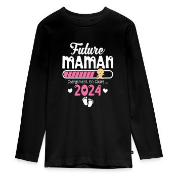Zukünftige Mutter 2024 Geschenk Neugeborene Mutter - Teenager Premium Bio Langarmshirt - Schwarz - Vorne - AI Model Kid Female (0cm)