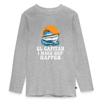 El Capitan Je fais du pontonnage un navire - T-shirt manches longues Premium Ado - gris chiné - Devant