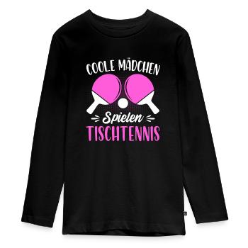 Coole Mädchen spielen Tischtennis - Teenager Premium Bio Langarmshirt - Schwarz - Vorne - AI Model Kid Female (0cm)