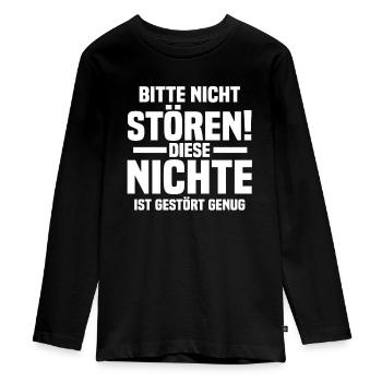 Nichte - Teenager Premium Bio Langarmshirt - Schwarz - Vorne - AI Model Kid Female (0cm)