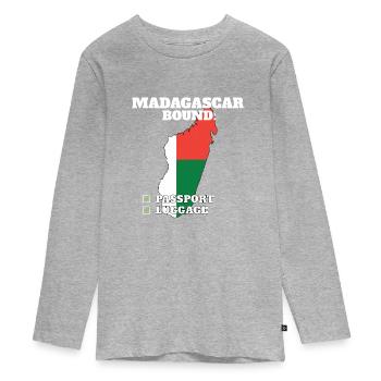 Madagascar Bound Country Travel Drapeau malgache - T-shirt manches longues Premium Ado - gris chiné - Devant