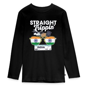 Straight Trippin' India Vacation Tour Travel Trip - T-shirt manches longues Premium Ado - noir - Devant - AI Model Kid Female (0cm)
