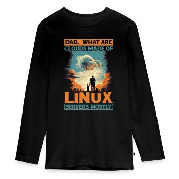 What Are Clouds Made Of, Linux Servers Mostly 12 - Teenager Premium Organic Long Sleeve Shirt - black - Front - AI Model Kid Female (0cm)