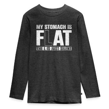 Mon ventre est plat Le L est juste silencieux - T-shirt manches longues Premium Ado - anthracite chiné - Devant - AI Model Kid Female (0cm)