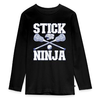 Crosse Joueurs de crosse - T-shirt manches longues Premium Ado - noir - Devant - AI Model Kid Female (0cm)