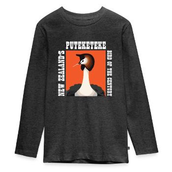 Puteketeke L’oiseau du siècle de Nouvelle-Zélande - T-shirt manches longues Premium Ado - anthracite chiné - Devant - AI Model Kid Female (0cm)