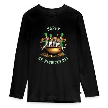 Fête de la Saint-Patrick Beagle I Célébration irlandaise - T-shirt manches longues Premium Ado - noir - Devant - AI Model Kid Female (0cm)