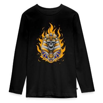 Totenkopf-Anubis - Teenager Premium Bio Langarmshirt - Schwarz - Vorne - AI Model Kid Female (0cm)