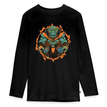 Oni gobelin gourmand - T-shirt manches longues Premium Ado - noir - Devant - AI Model Kid Female (0cm)
