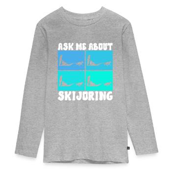 Schlittenfahren Schlittenhunde - Teenager Premium Bio Langarmshirt - Grau meliert - Vorne