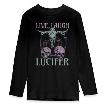 Live Love Lucifer Goth Festival Death Metal - Teenager Premium Organic Long Sleeve Shirt - black - Front - AI Model Kid Female (0cm)