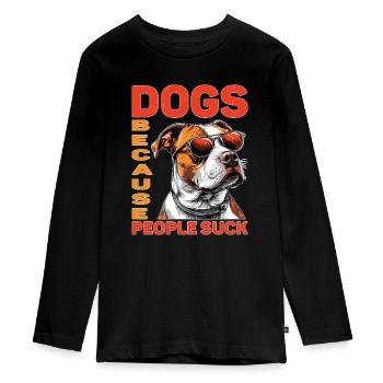 Chiens Parce Que Les Gens Suce 14 - T-shirt manches longues Premium Ado - noir - Devant - AI Model Kid Female (0cm)