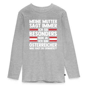 Autrichiens Autriche - T-shirt manches longues Premium Ado - gris chiné - Devant