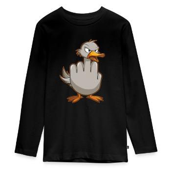 Drôle Rude Seagulls Drôle Cadeau - T-shirt manches longues Premium Ado - noir - Devant - AI Model Kid Female (0cm)