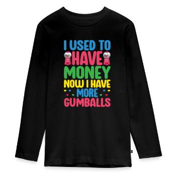 Machine à chewing-gum Machine à chewing-gum - T-shirt manches longues Premium Ado - noir - Devant - AI Model Kid Female (0cm)