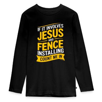 Zauninstallateur Zaunbauer Fence Installer - Teenager Premium Bio Langarmshirt - Schwarz - Vorne - AI Model Kid Female (0cm)