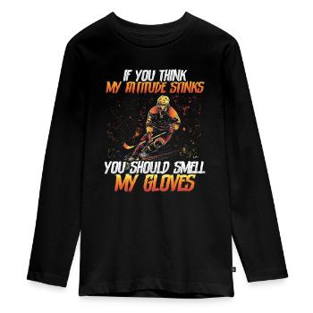 Eishockey Spieler Eishockey Geschenk - Teenager Premium Bio Langarmshirt - Schwarz - Vorne - AI Model Kid Female (0cm)