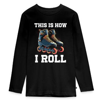 Inline Skating Rollerblading Inline Skates - Teenager Premium Bio Langarmshirt - Schwarz - Vorne - AI Model Kid Female (0cm)