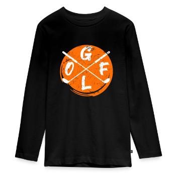 Cooles Golfspieler Logo Golfplatz Golfschläger - Teenager Premium Bio Langarmshirt - Schwarz - Vorne - AI Model Kid Female (0cm)