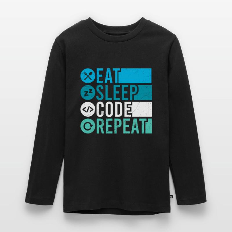 Eat Sleep Code Repeat Programmierer Software Teenager Premium Bio Langarmshirt